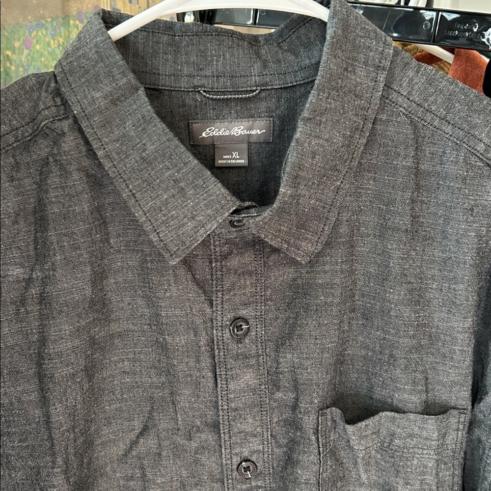 Blue Casual Button Down Shirt with Long Sleeves
